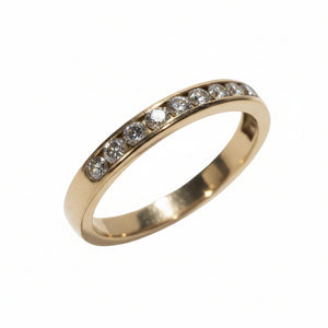 Bague Demi Tour Or Jaune 18K et Diamants