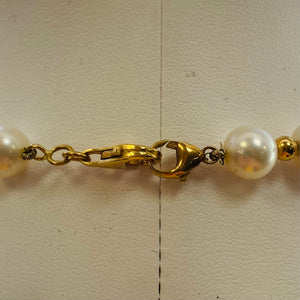 Collier Ras du Cou en Or Jaune 18 Carats avec Perles et Boules