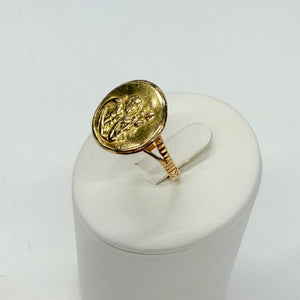 Bague en or jaune 18k, symbole religieux