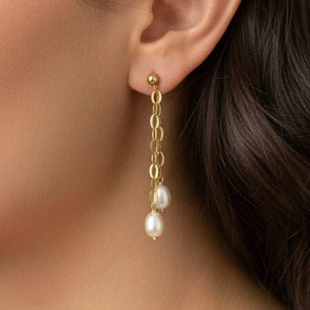 Boucles d'oreilles en or Jaune 18k Perle