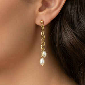 Boucles d'oreilles en or Jaune 18k Perle