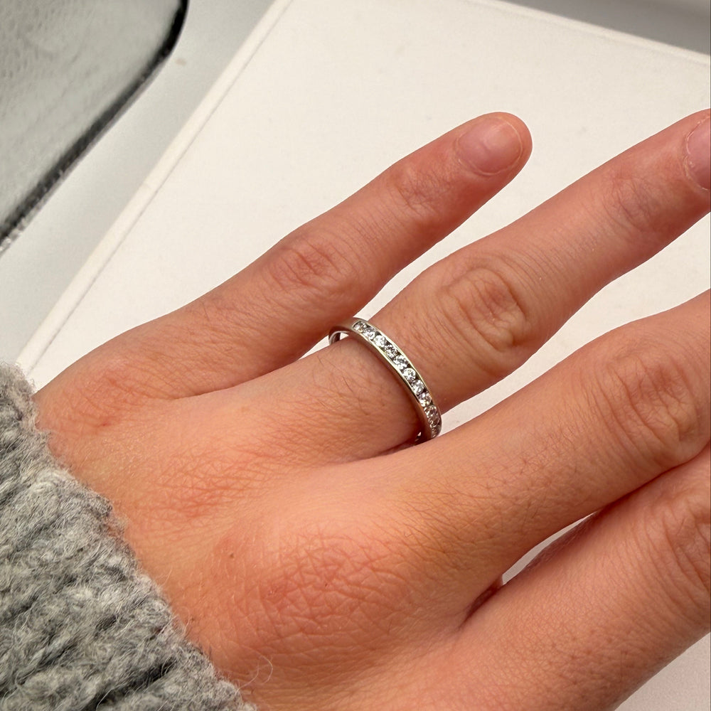 Bague Alliance Demi Tour Or Blanc 18K Taille-54