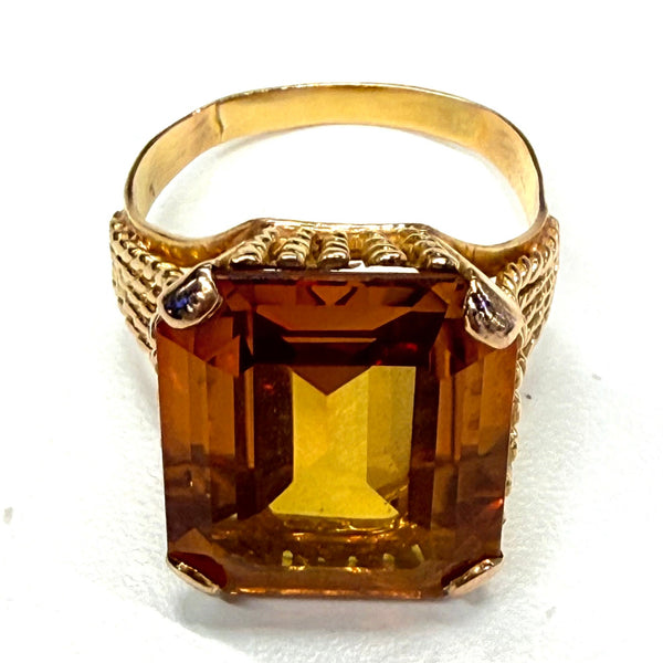 Bague en Or Jaune 18K avec Citrine - Taille 63