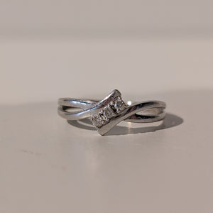Bagues en Or Blanc 18K avec 3 Diamants de 0.02 cts