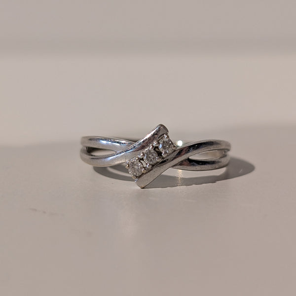 Bagues en Or Blanc 18K avec 3 Diamants de 0.02 cts