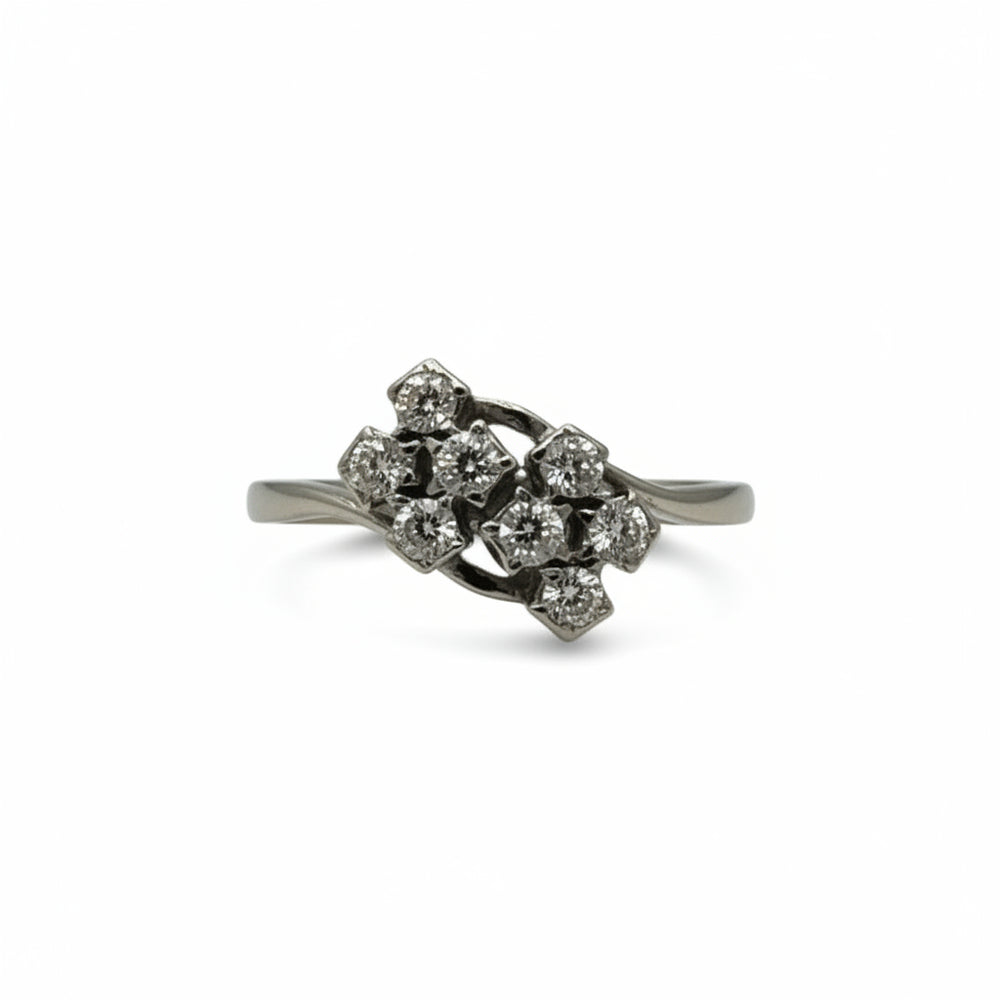 Bague en Or Blanc 18K avec Oxydes de Zirconium - T51.5 - 3.71gr