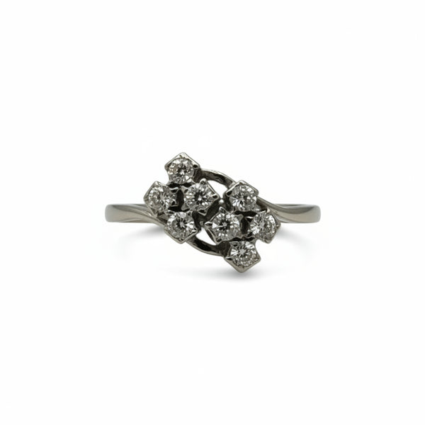 Bague en Or Blanc 18K avec Oxydes de Zirconium - T51.5 - 3.71gr