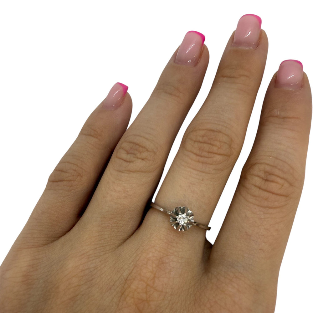 Solitaire en Or Blanc avec Diamant 18K - T 54