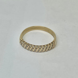 Bague Demi Tour Or Jaune 18K et Diamants - T53 - 2.67gr