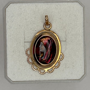 Pendentif Médaille en Or Jaune 18K Femme Espagnole Émail d'Art