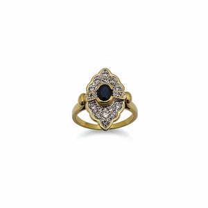 Sublime Bague Marquise en Or Jaune 18K - 5.54 G - T 54 avec Diamants