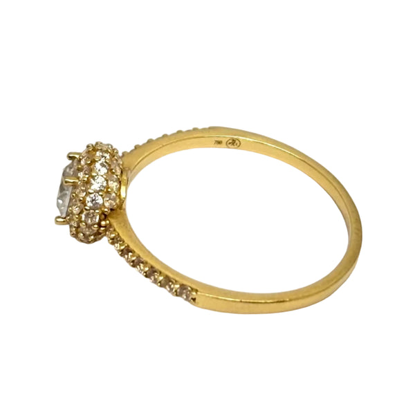 Solitaire en Or Jaune 18k et Oxyde de Zirconium