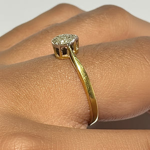 Bague Solitaire en Or Jaune 18k avec 17 diamants - T54