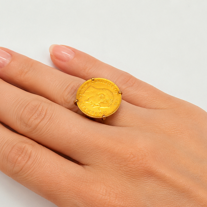 Authentique Bague Or 22 Carats avec pièces