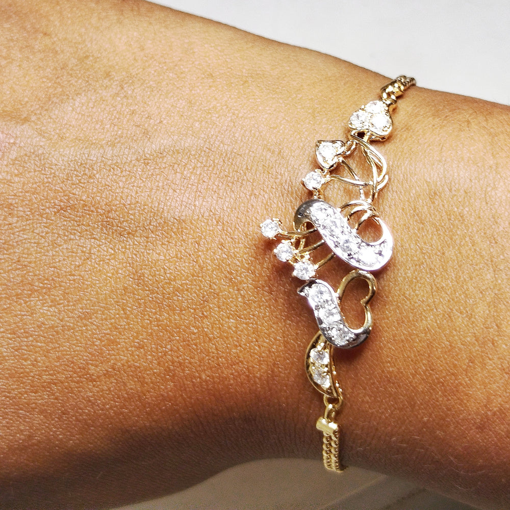 Bracelet Fantaisie en Or Jaune et Blanc 21 K - 6.06 Grs