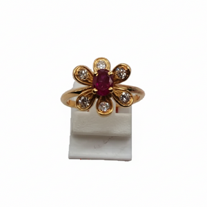Bague Marguerite en Or Jaune 18 K - Taille 53 - 3.88 G
