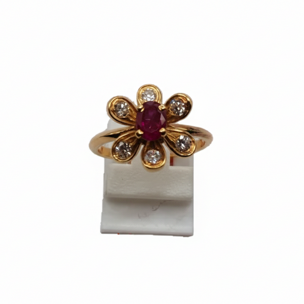 Bague Marguerite en Or Jaune 18 K - Taille 53 - 3.88 G