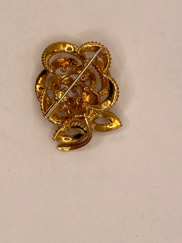 Pendentif broche en Or jaune 18K avec diamants 3mm