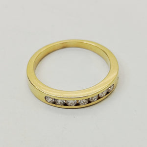 Bague Demi Tour en Or Jaune 18K et Diamants - Taille 55 -4.07g