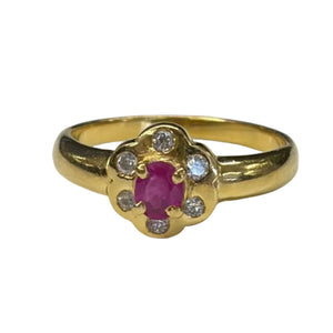 Bague en Or Jaune avec Rubis et Oxyde de Zirconium 18K