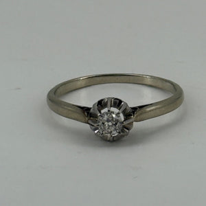 Bague Ancienne en Or Gris 18K avec diamant - T 56
