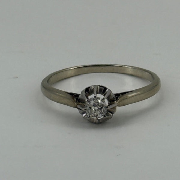 Bague Ancienne en Or Gris 18K avec diamant - T 56