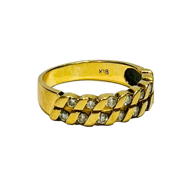 Bague Demi Tour avec Diamants en Or Jaune 18K