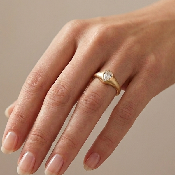 Bague Jonc Or Jaune 18k avec Oxyde - T53 - 1.91gr