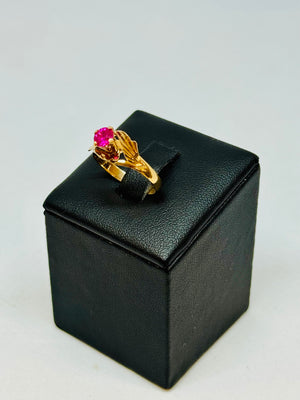 Bague Solitaire en Or Jaune 18K avec Oxyde de Zirconium