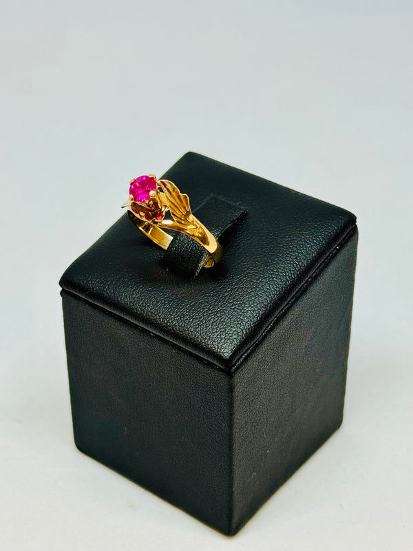 Bague Solitaire en Or Jaune 18K avec Oxyde de Zirconium