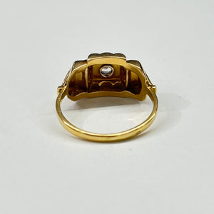 Bague Tank en Or Jaune et Blanc avec Zirconium