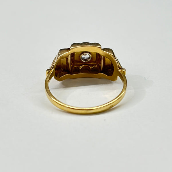 Bague Tank en Or Jaune et Blanc avec Zirconium