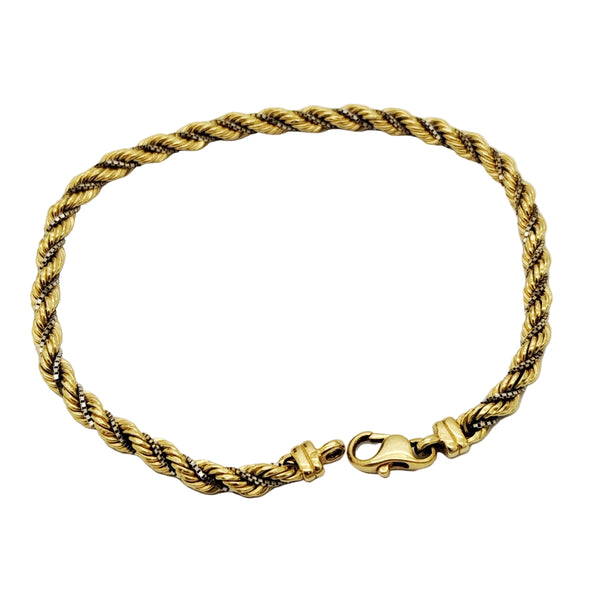Bracelet maillon torsadé en or jaune et blanc 18 K