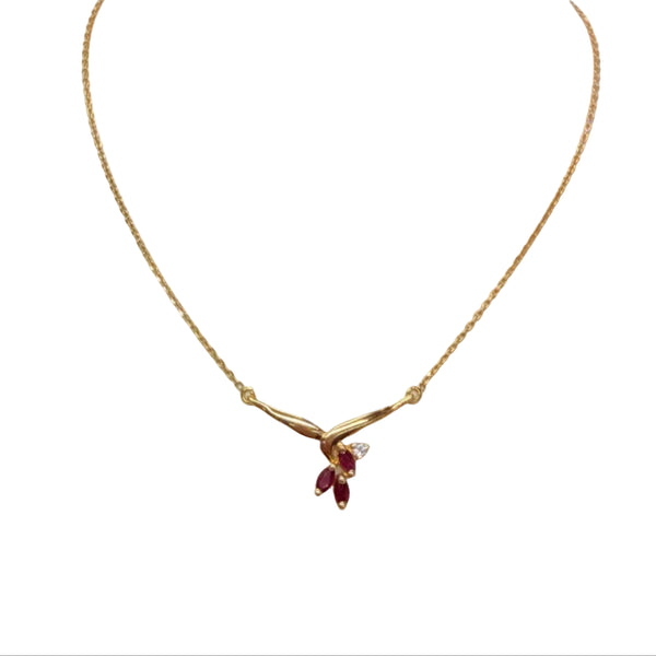 Collier Ras du Cou Or 18 carats avec Rubis et Diamants