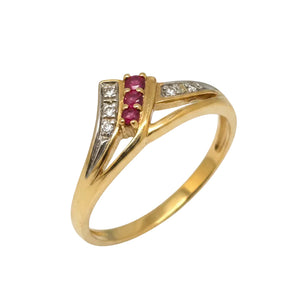 Bague en or jaune 18 carats avec rubis et diamants