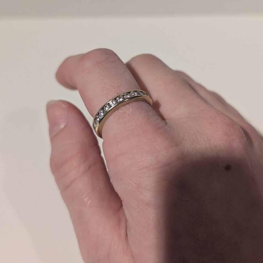 Bague tour complet en or jaune avec oxydes de zirconium  14K - T 58