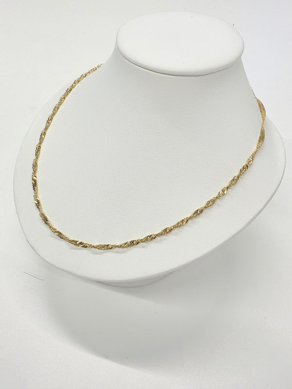 Collier torsadé en Or jaune 18k Lg 44cm