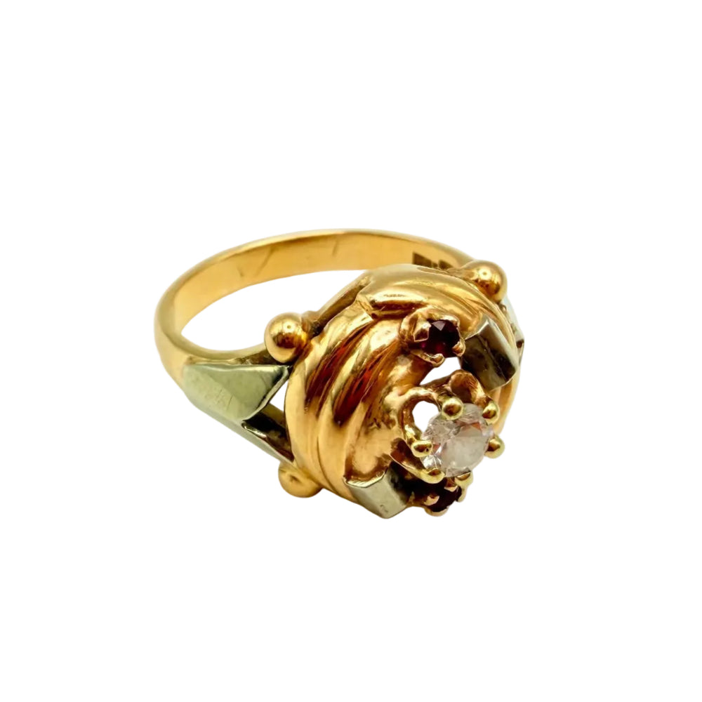 Bague Empierrée Or Jaune 750/1000 avec Oxyde de Zirconium