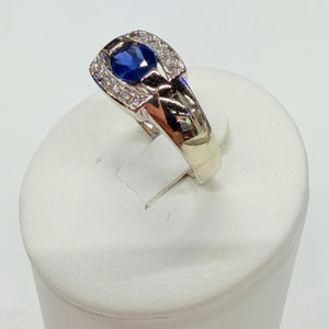 Bague en Or blanc 18 k Diamants et Saphir