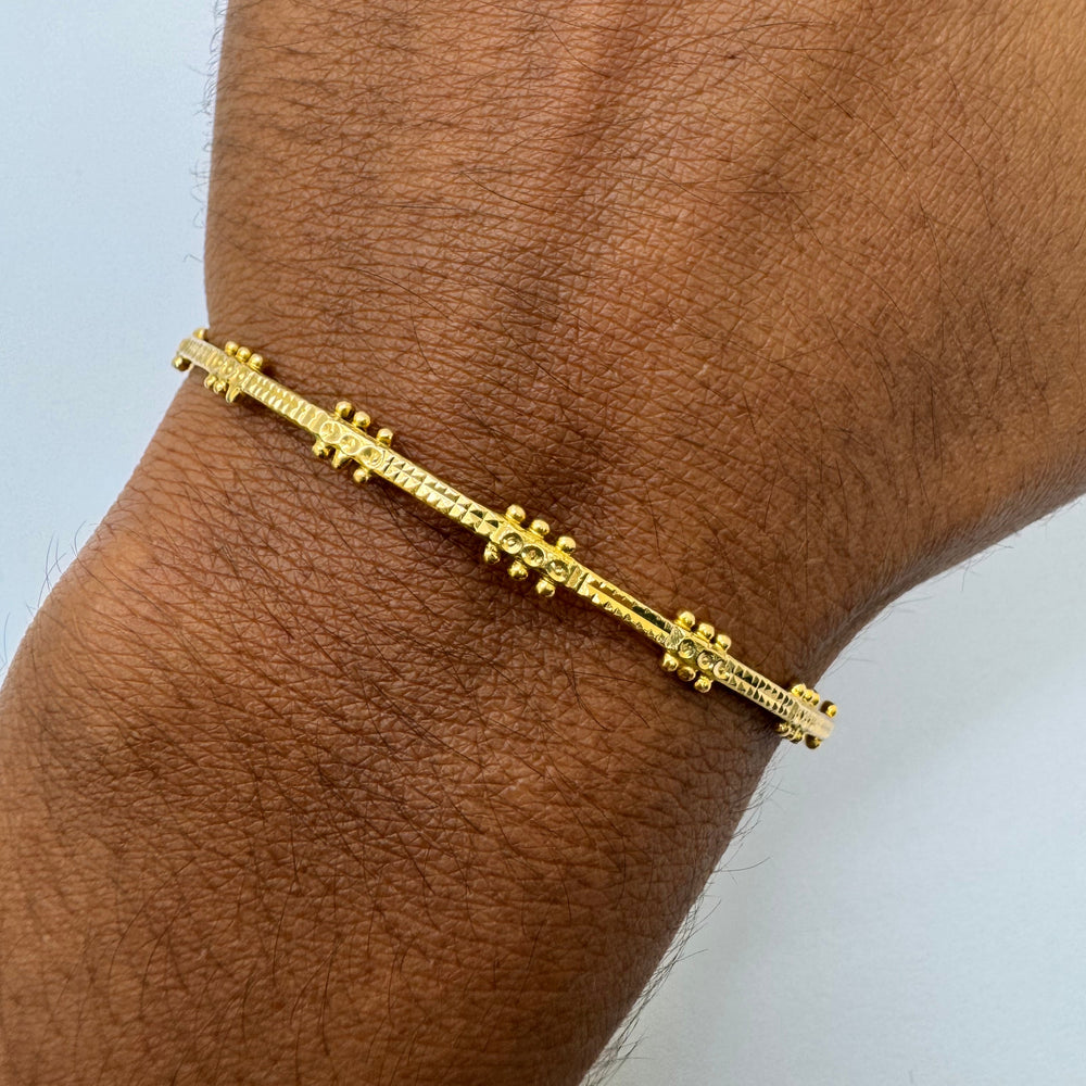 Bracelet Jonc en Or Jaune 18K Travaillé 9.18 Grs