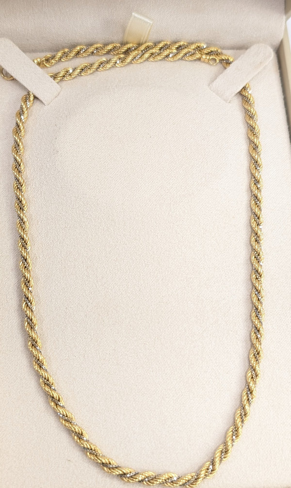Collier Princesse en Or jaune et or blanc 18k 12.94 Grs