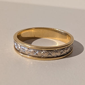 Bagues Alliance Or Jaune et Gris 18K Motif Étoiles