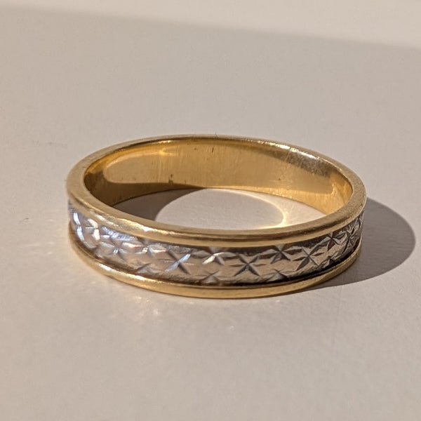 Bagues Alliance Or Jaune et Gris 18K Motif Étoiles