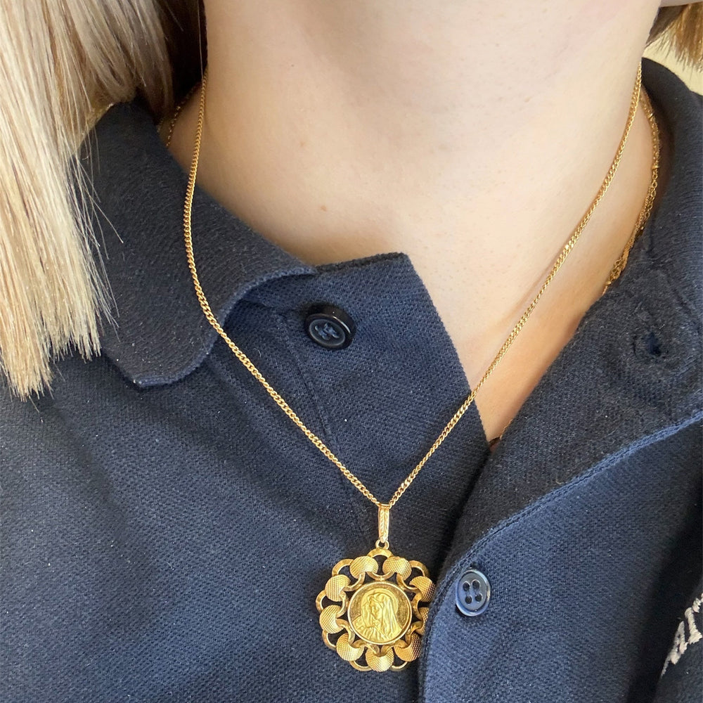 Pendentif Marie Ste Vierge en Or Jaune 18K