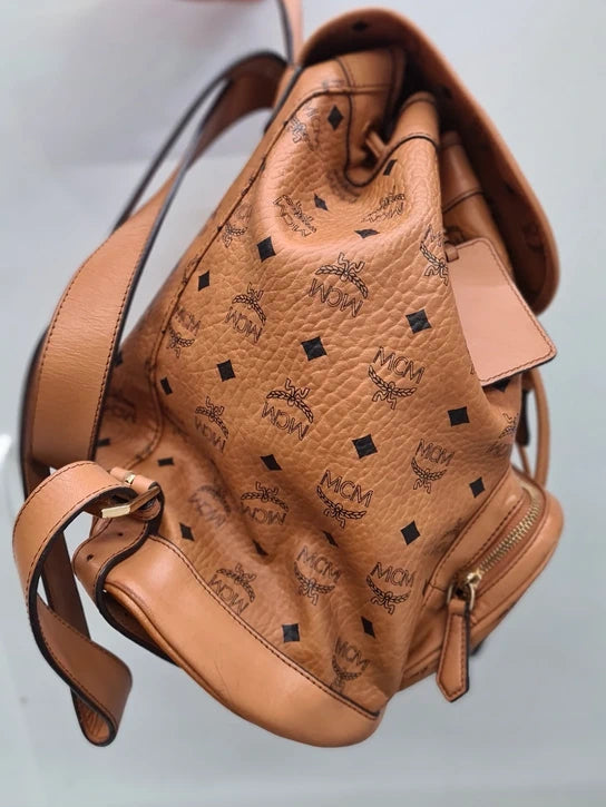 Sac à dos MCM Heritage Drawstring en cuir beige