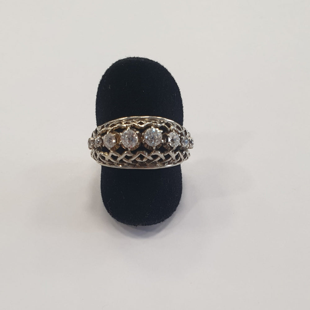 Bague Ancienne en Or Gris avec Diamants 18 K - T 57