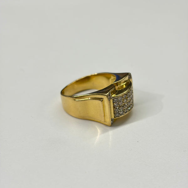 Bague Tank en Or Jaune 18K Ornée de 36 diamants