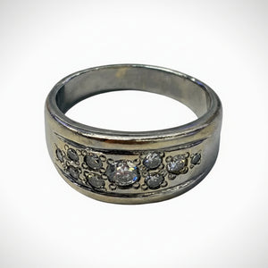 Bague en Or Blanc 18K- Diamant / Zircon -  Taille 57 - 9.19 G