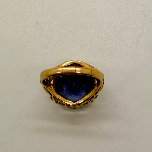 Bague Tank en Or Jaune avec Améthyste 18K Taille- 53