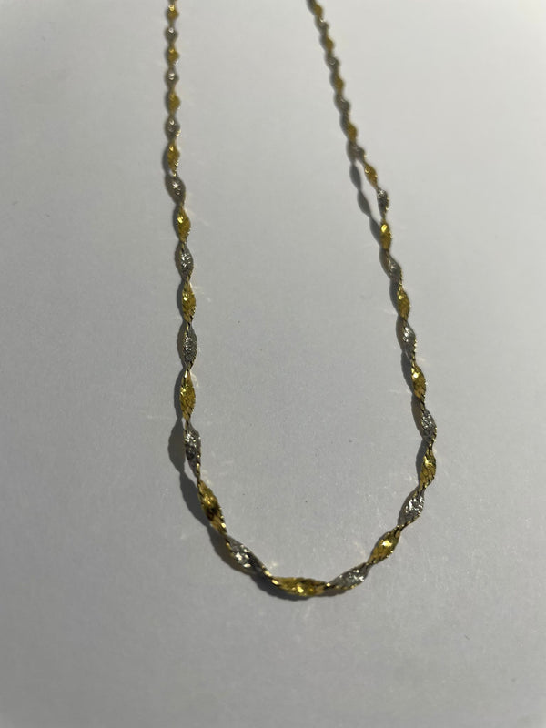 Collier Ras du Cou en Or Jaune et Blanc 18K 4.33 Grs